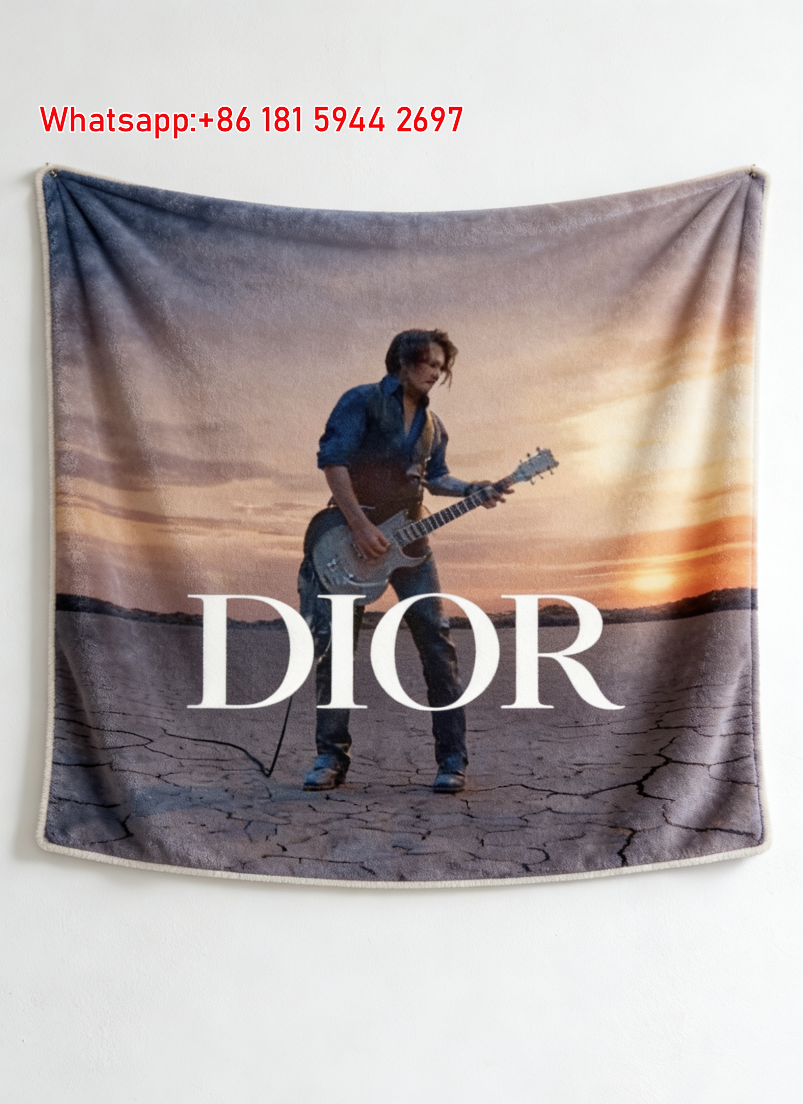Christian Dior Desert Guitar Rock Flannel Sofa Throw Blanket D472